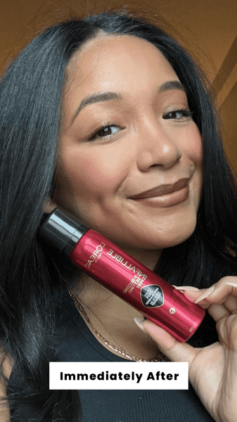 Richards immediately after applying the L'Oral Paris Infallible 3Second Setting Mist Spray