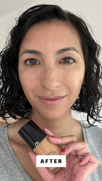 Pai after applying the Armani Beauty Luminous Silk Foundation