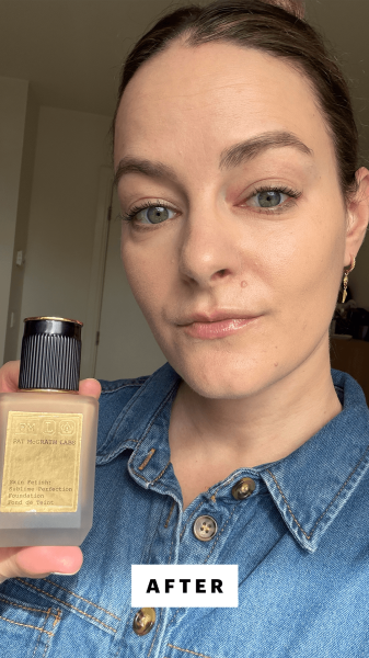 Panych after applying the Pat McGrath Labs Skin Fetish Sublime Perfection Foundation