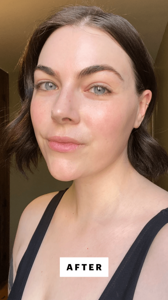 Dall'Asen after applying the Ilia Super Serum Skin Tint SPF 40