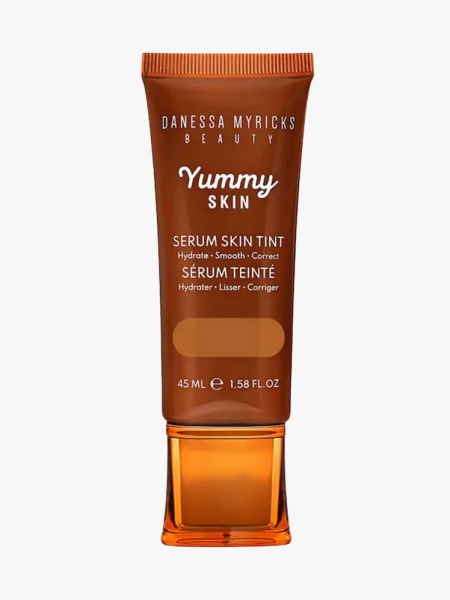 Danessa Myricks Beauty Yummy Skin Serum Skin Tint brown tube on light grey background
