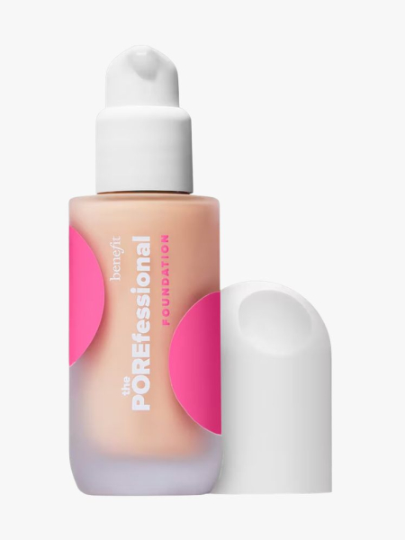 Benefit The Porefessional Smoothing & Blurring Foundation in branded component on a light gray background