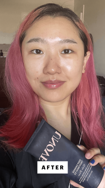 Han after using Unove Deep Damage Treatment EX and blowdrying her hair
