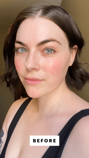 Dall'Asen before applying the Ilia Super Serum Skin Tint SPF 40